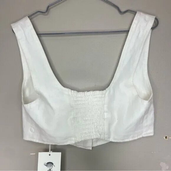 NEW LE KASHA jirja linen crop top bralette in Cream/Off White - Picture 7 of 16